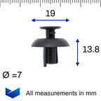 Push Fit Plastic Rivet, 7mm Hole, Black - image 2
