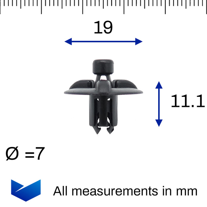 Plastic Push Fit Rivet, 7mm Hole, 19mm Collar, Black - image 2