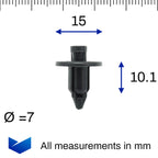 Push Fit Plastic Rivet, Black. - image 2