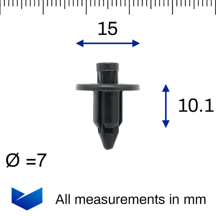 Push Fit Plastic Rivet, Black. - image 2
