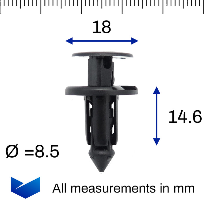 Push Fit Plastic Rivet, 9mm Hole , Black - image 2