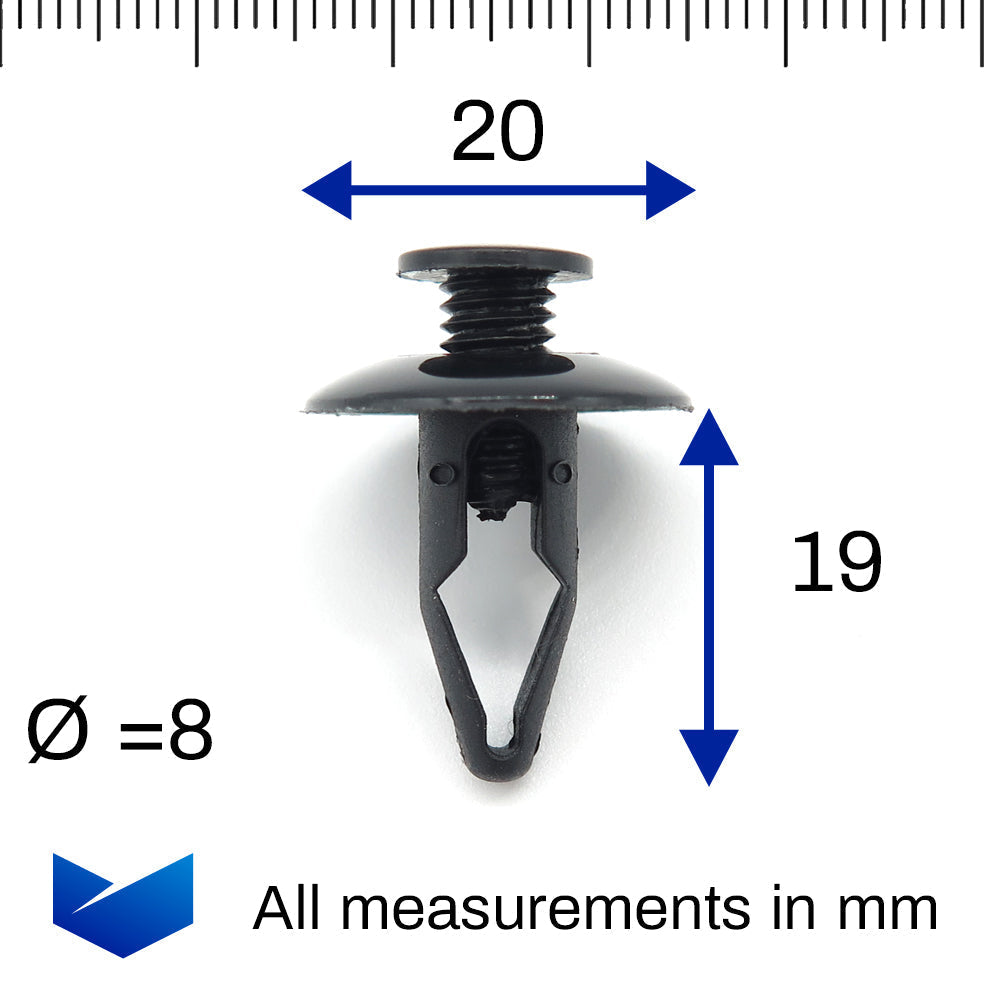 Screw Fit Plastic Rivet, Black - image 2