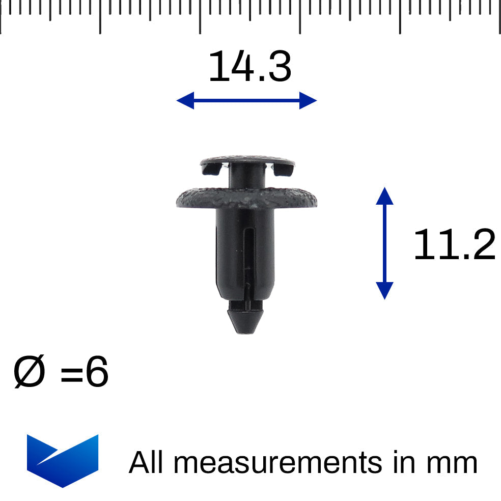 Push Fit Plastic Rivet, Black- - image 2
