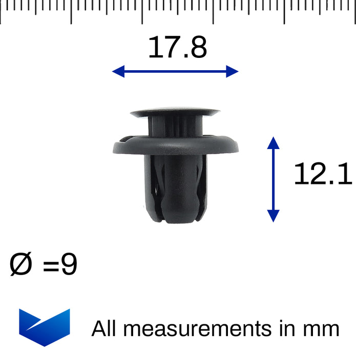 Push Fit Plastic Rivet, Black,,,, - image 2