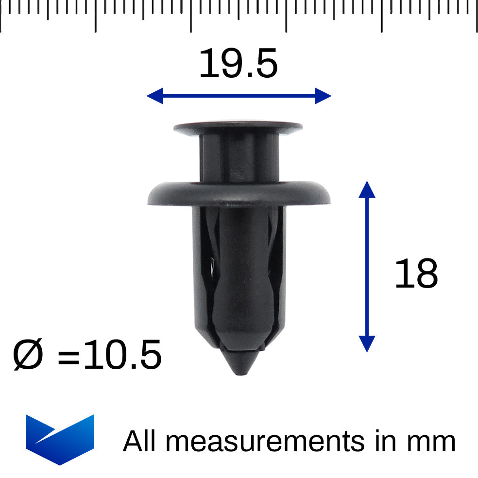 Push Fit Plastic Rivet, Black.. - image 2