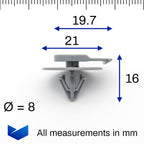 Side Moulding Clip, Grey - image 2