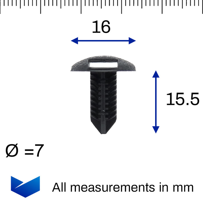 Fir Tree Clip, Black, Slotted Head - image 2