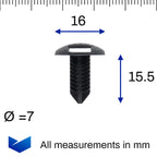 Fir Tree Clip, Black, Slotted Head - image 2