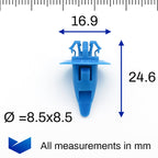 Sill Moulding & Wheel Arch Flare Clip, Long, Blue - image 2