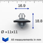 Sill Moulding & Wheel Arch Flare Clip, Short, Grey - image 2
