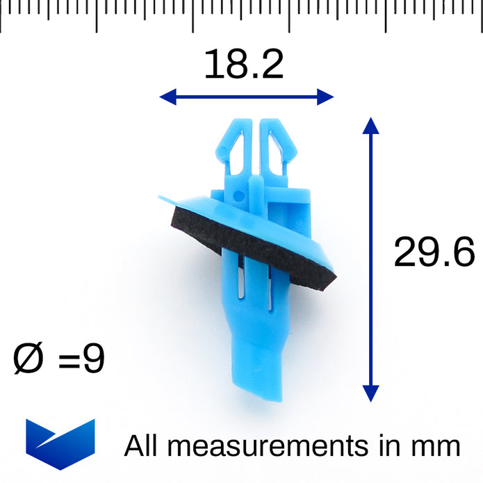 Sill Moulding & Wheel Arch Flare Clip, Long, Angled, Blue - image 2