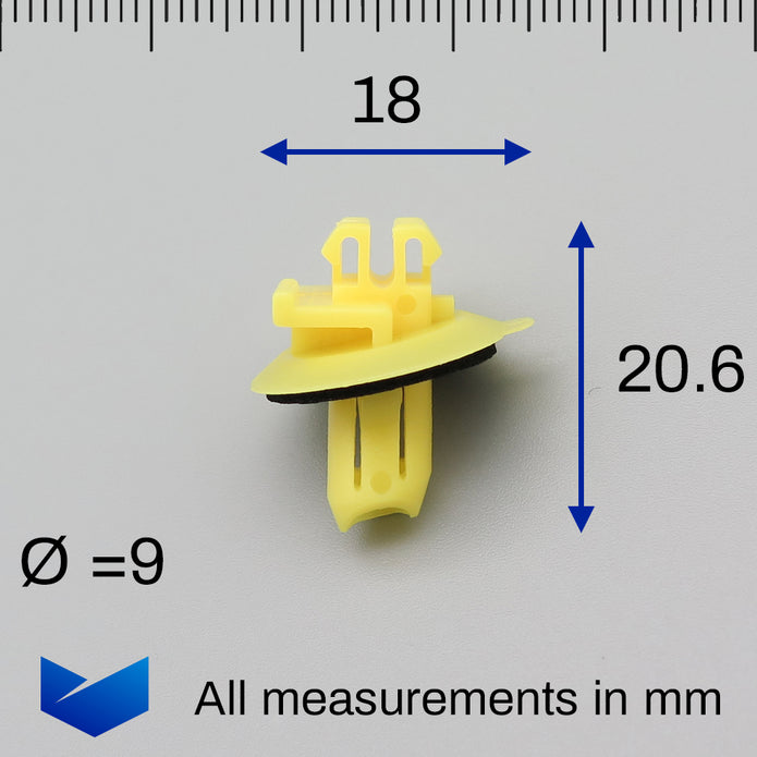 Sill Moulding & Wheel Arch Flare Clip, Angled, Yellow - image 2