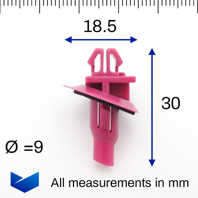 Sill Moulding & Wheel Arch Flare Clip, Angled, Mauve - image 2