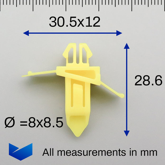 Sill Moulding & Wheel Arch Flare Clip, Long, Yellow - image 2