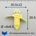 Sill Moulding & Wheel Arch Flare Clip, Long, Yellow - image 2