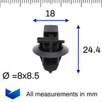 Sill Moulding & Wheel Arch Flare Clip, Angled, Black - image 2