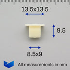 Screw Grommet, 9mm Square Hole, 4mm Tapping Hole - image 2