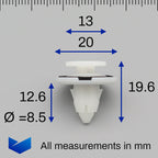 Interior Trim Panel Retainer, White with Seal - image 2