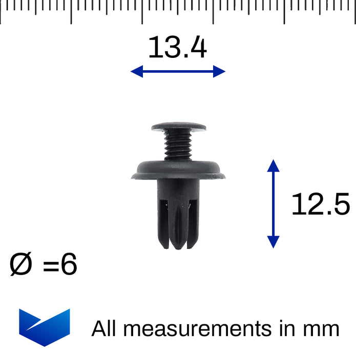 6mm Screw Fit Plastic Rivet, Black - image 2