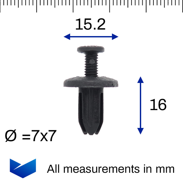 Screw Fit Rivet, 7mm Square Hole, Black - image 2