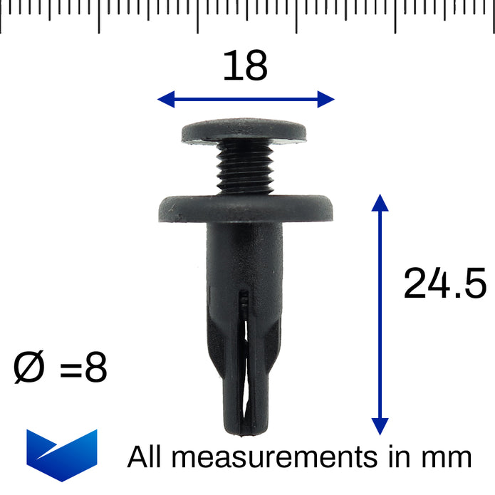 Screw Fit Expanding Rivet, 8mm Hole, Black - image 2
