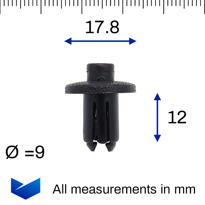 Push Fit Plastic Rivet, Black - image 2