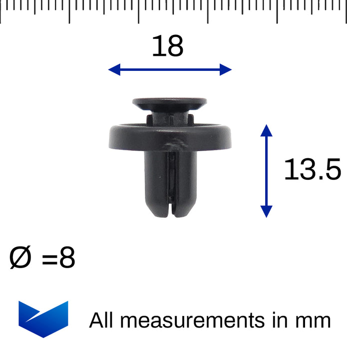 Push Fit Plastic Rivet, 8mm Hole, Black - image 2