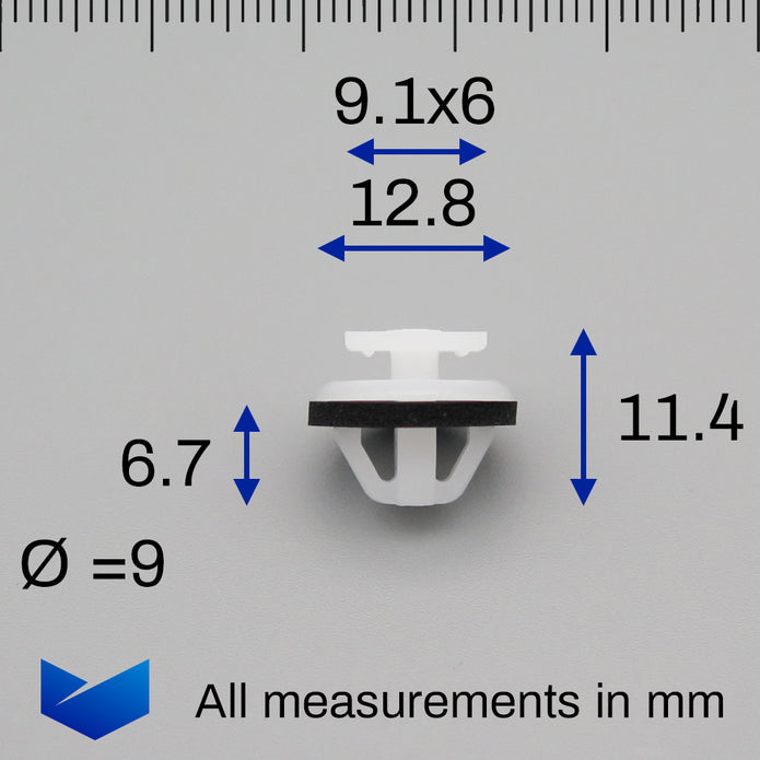 Moulding Clip, White with Washer - image 2
