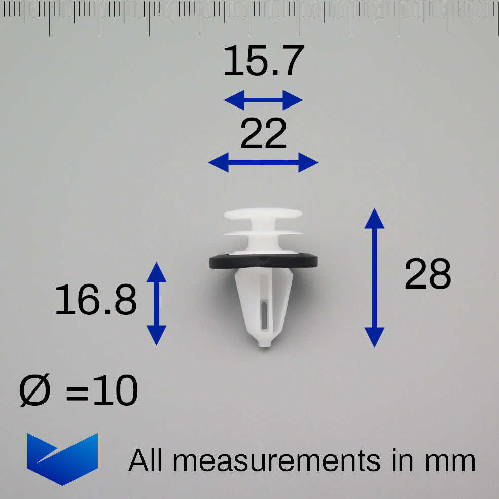 Interior Door & Trim Panel Clip- White with Integrated Rubber Seal - image 2