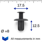 8mm Plastic Screw Fit Rivet, Black - image 2