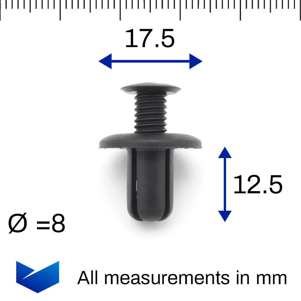 8mm Plastic Screw Fit Rivet, Black - image 2