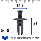 Screw Fit Plastic Rivet, 8mm Hole, Black - image 2
