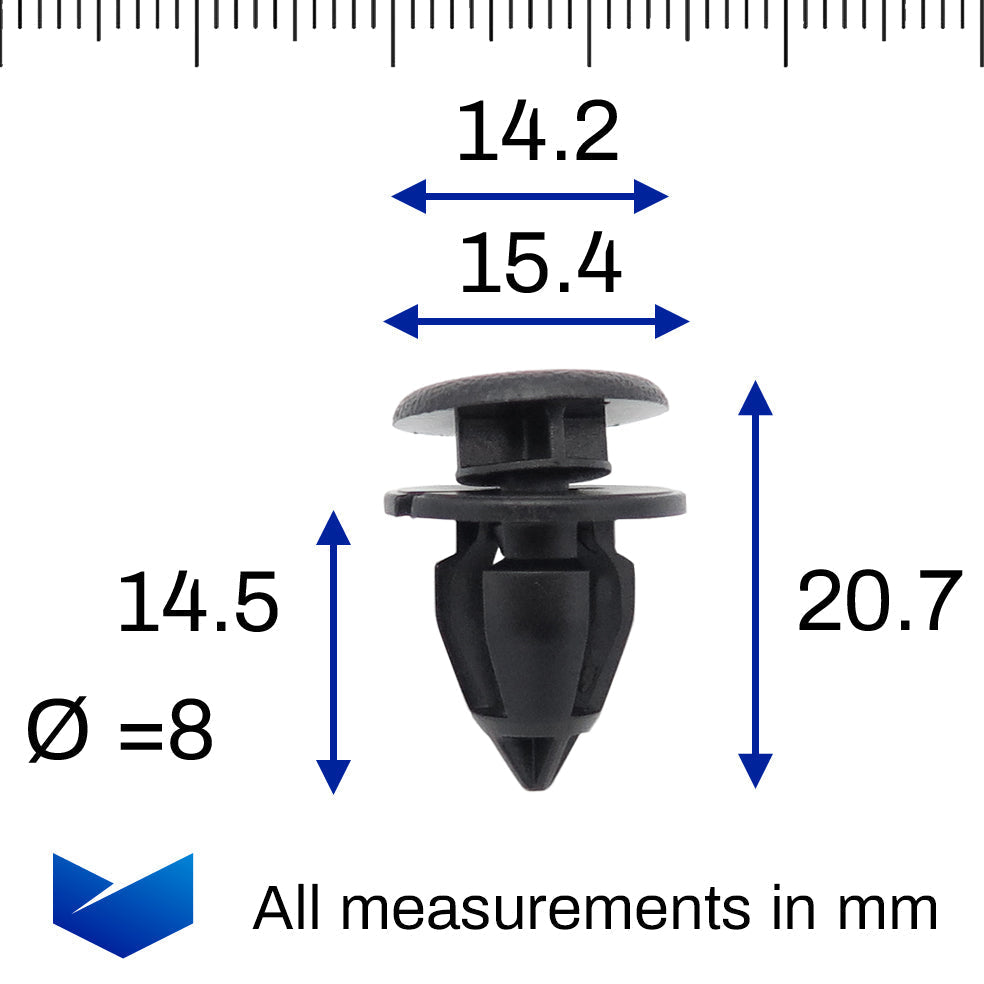 Trim fastener Clip, Two Part Clip, Black - image 2