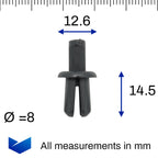 8mm Plastic Rivet, 12.5mm Collar, Black - image 2