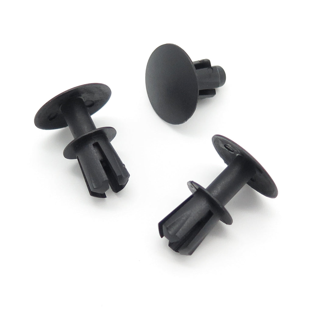Push Fit Black Plastic Rivet, 8.5mm Hole, 19mm Head, Black