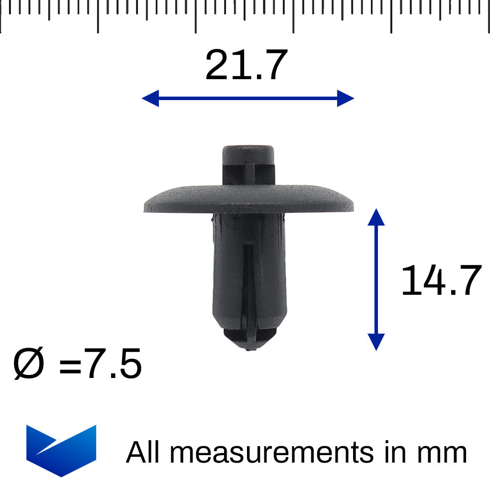 6mm Black Push Fit Rivet, 20mm Collar - image 2