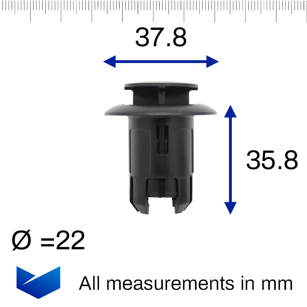 Extra Large Push Fit Rivet, 22mm Hole, Black - image 2
