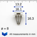 Trim Panel Clip, Grey - image 2