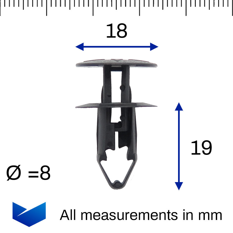 Push Fit Rivet, 9mm Hole, Black - image 2