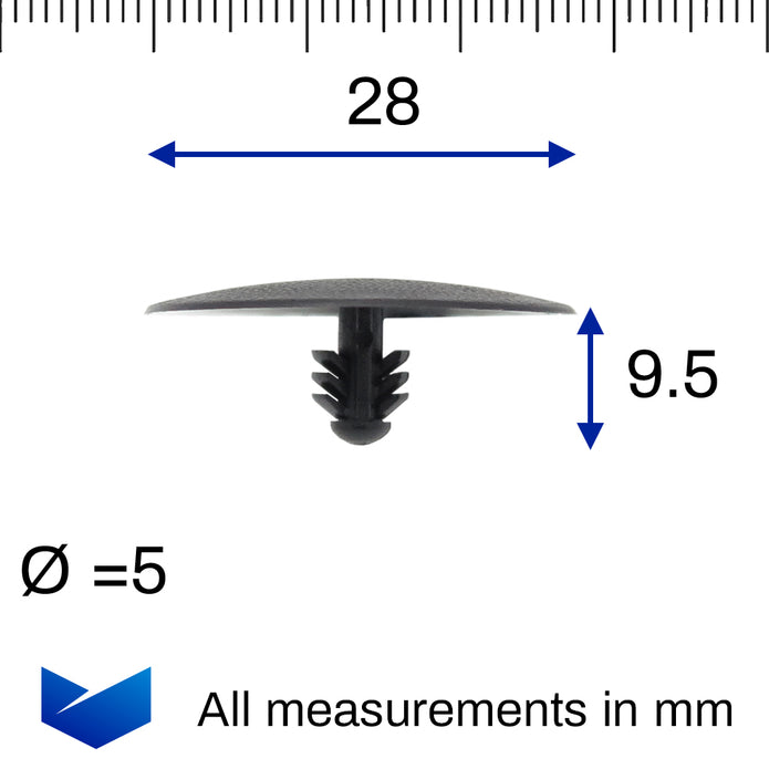 Bonnet Insulation Clip, 5mm Hole, Black - image 2