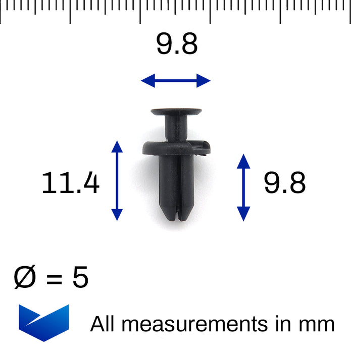 Push Fit Rivet, 5mm, Black - image 2