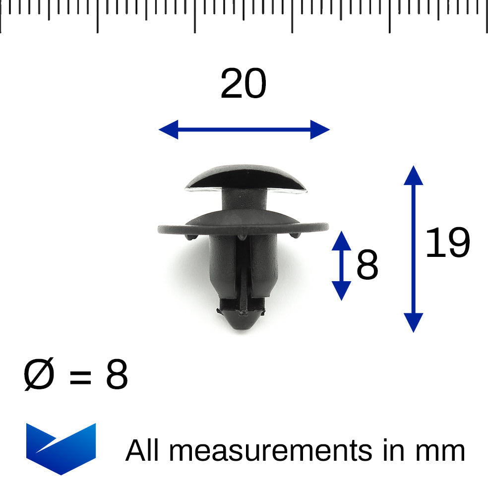 Push Fit Plastic Clip, 8mm Hole, Black - image 2