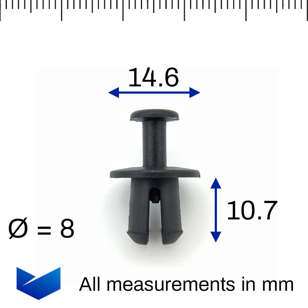 Push Fit Plastic Rivet, 8mm Hole, Black - image 2
