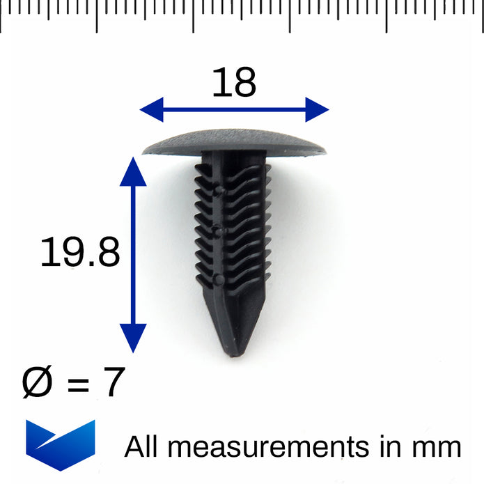 Fir Tree Clip, 6mm Hole, Black - image 2