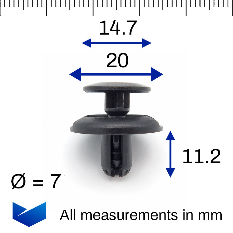 7mm Plastic Push Fit Rivet, Black - image 2