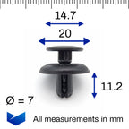 7mm Plastic Push Fit Rivet, Black - image 2