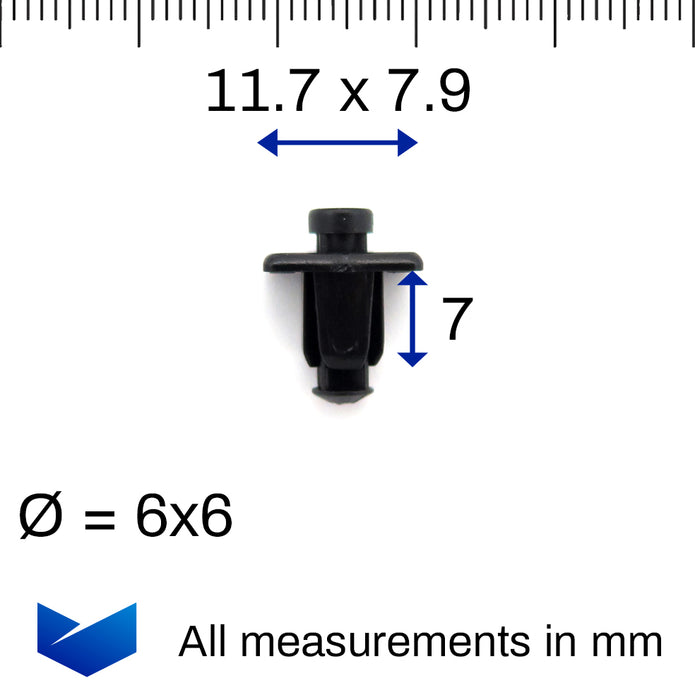 Push Fit Plastic Rivet, Rectangular Collar, Black - image 2