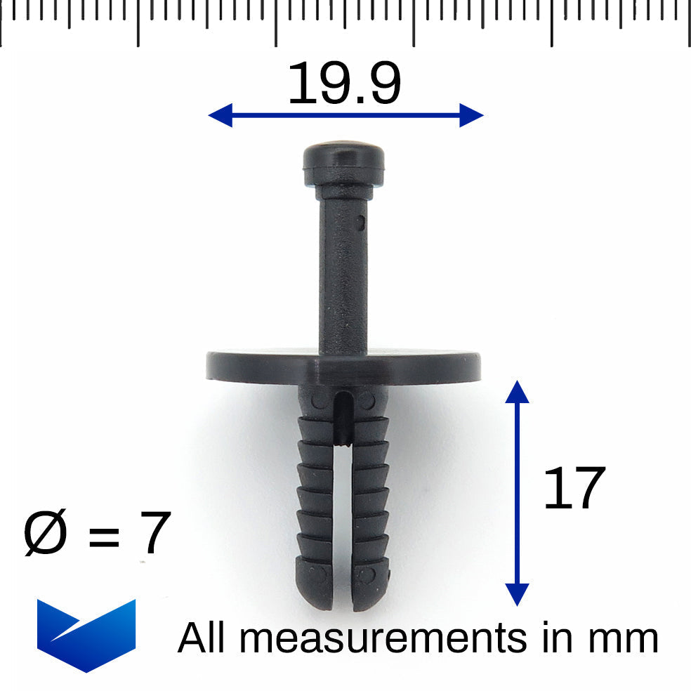 Push Fit Plastic Rivet, Black - image 2