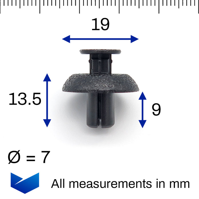 7mm Push Fit Plastic Rivet, Black - image 2