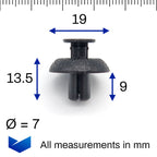 7mm Push Fit Plastic Rivet, Black - image 2